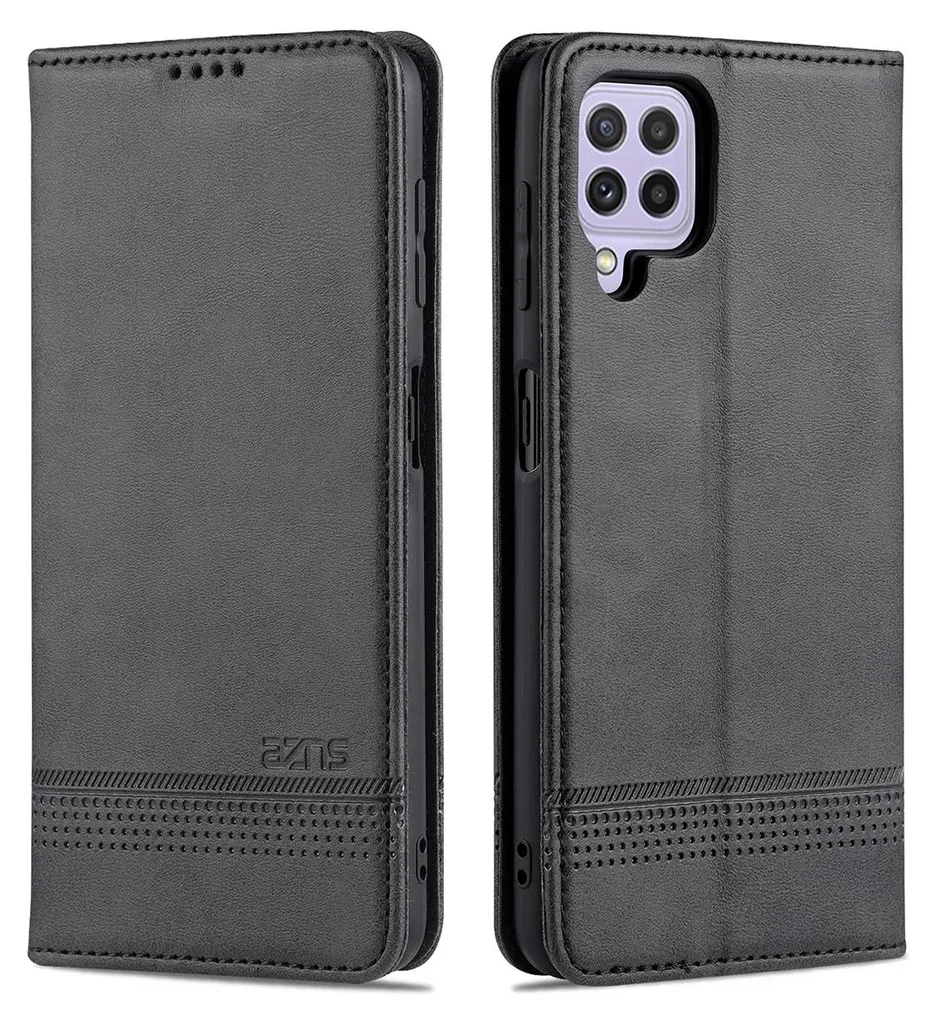 Cover Portafoglio Galaxy A22 4G Nero: Custodia Pelle Professionale