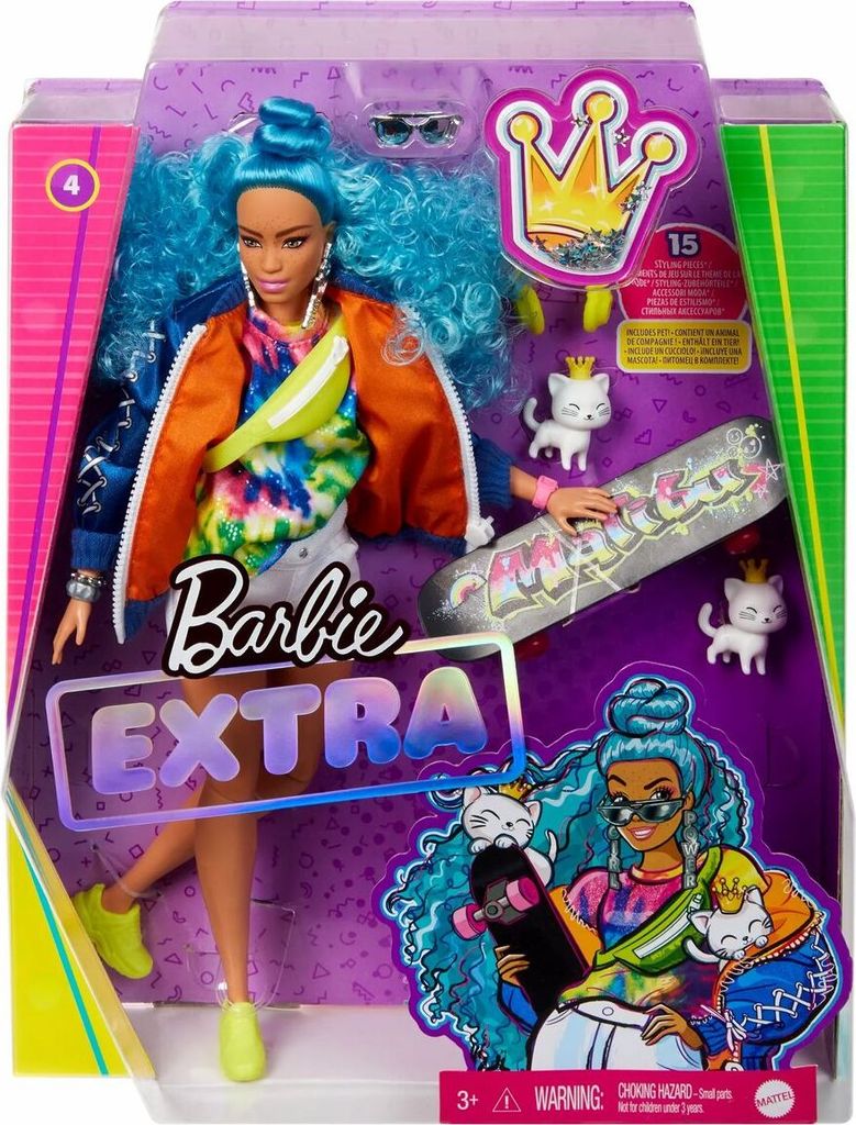 Barbie Extra Doll #4 with Skateboard & 2 Kittens, Módní Obrázek produktu 