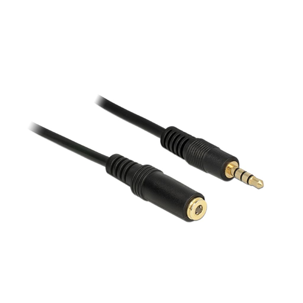 Delock - Headset-Erweiterungskabel - 4-poliger Mini-Stecker männlich zu 4-poliger Mini-Stecker weiblich - 1 m - Schwarz