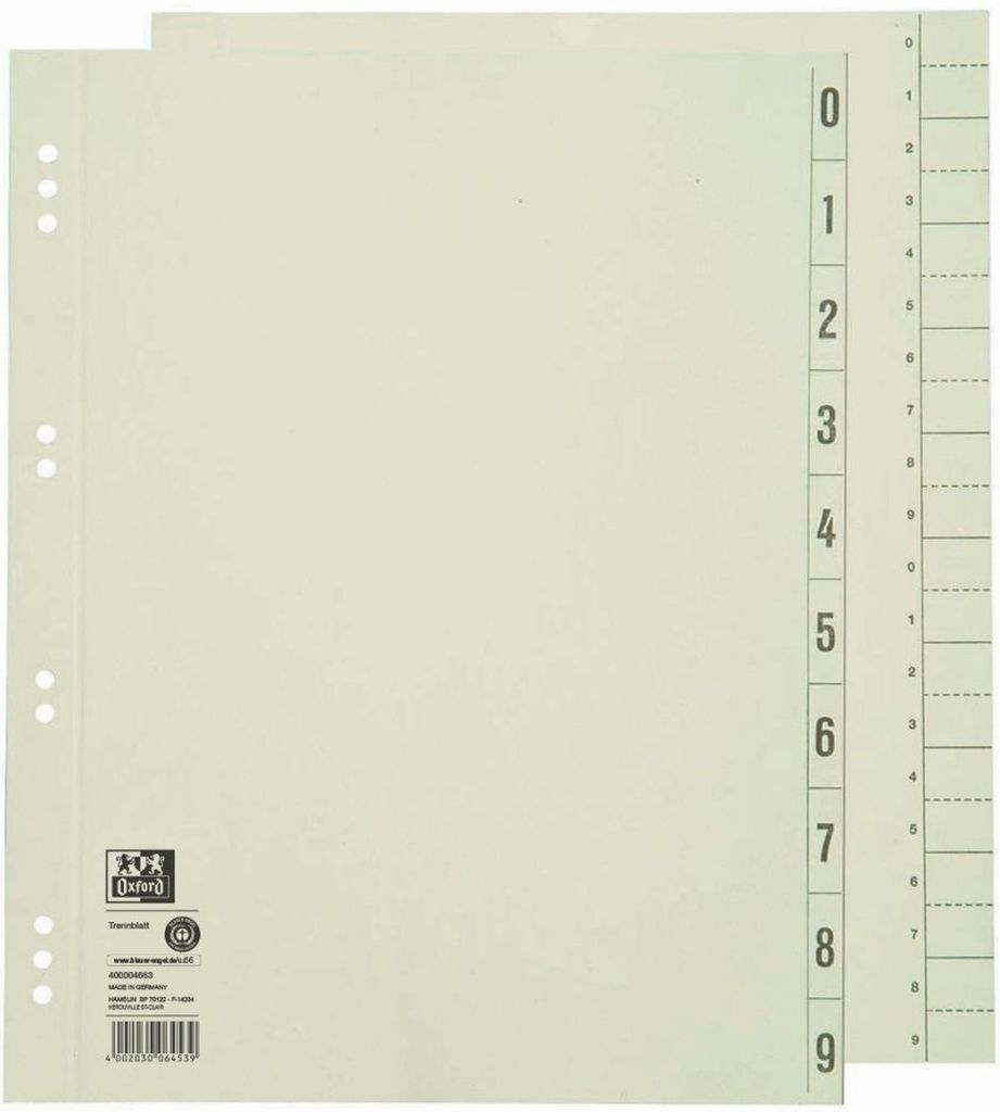 Oxford Trennblatt 400004663 DIN A4 230g Karton chamois 100 St./Pack.