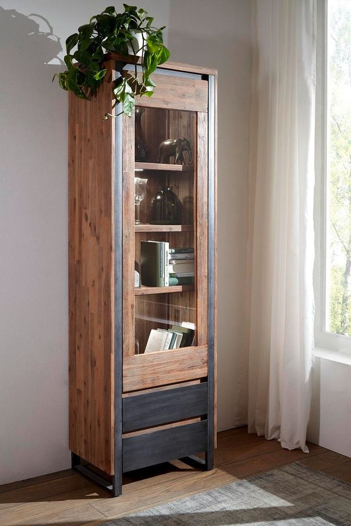 Vitrine 62x204cm 'Genua' Akazie gebürstet Produktbild 