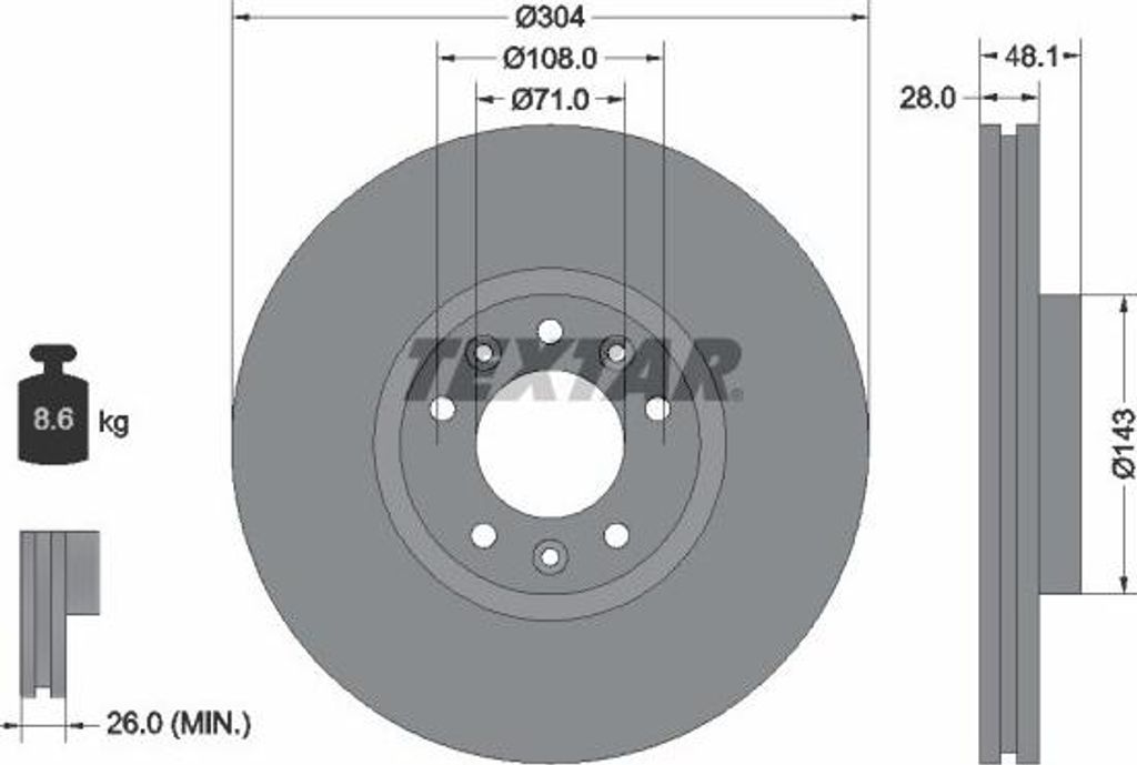 2x TEXTAR Bremsscheibe 92232305 für OPEL GRANDLAND X (A18) Produktbild 