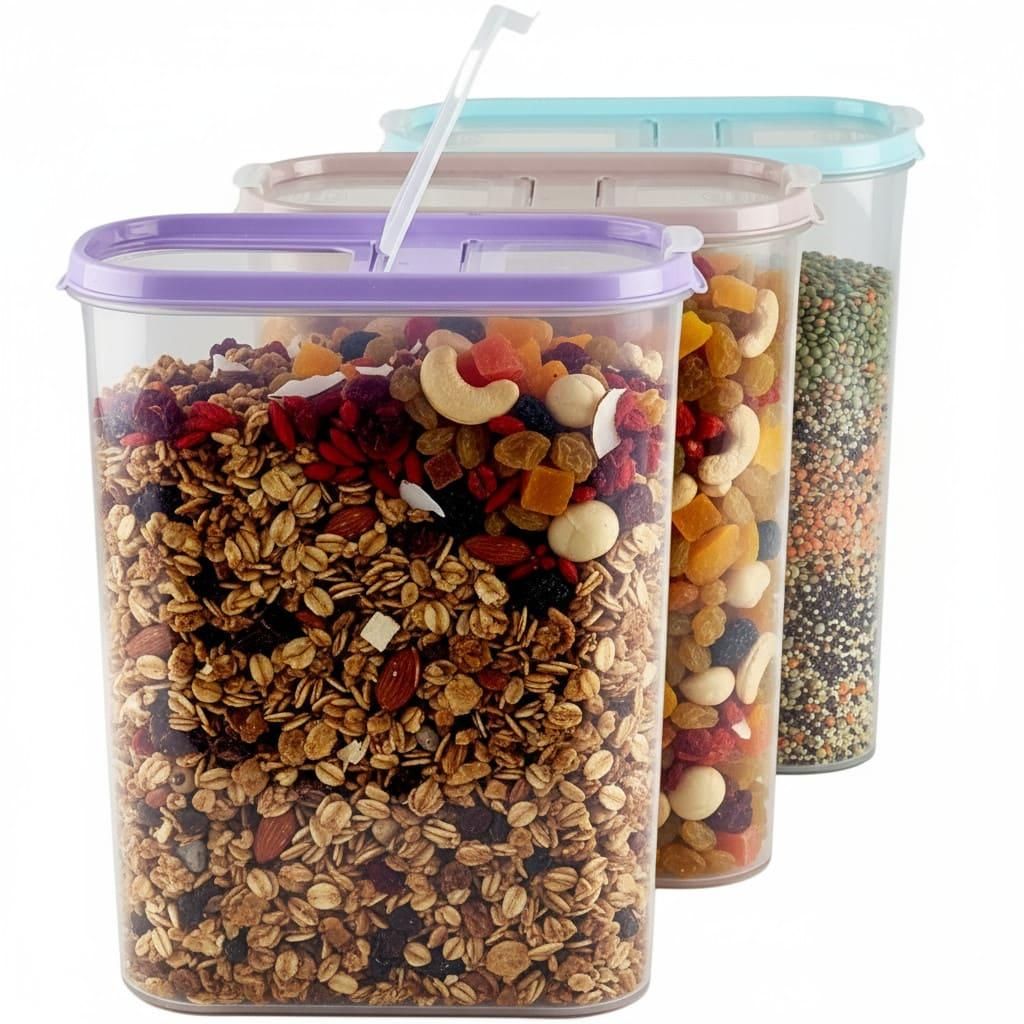 Schüttdosen 3er Set 2,8 Liter Vorratsdosen Müsli Frischhaltedosen Müslibox bunt