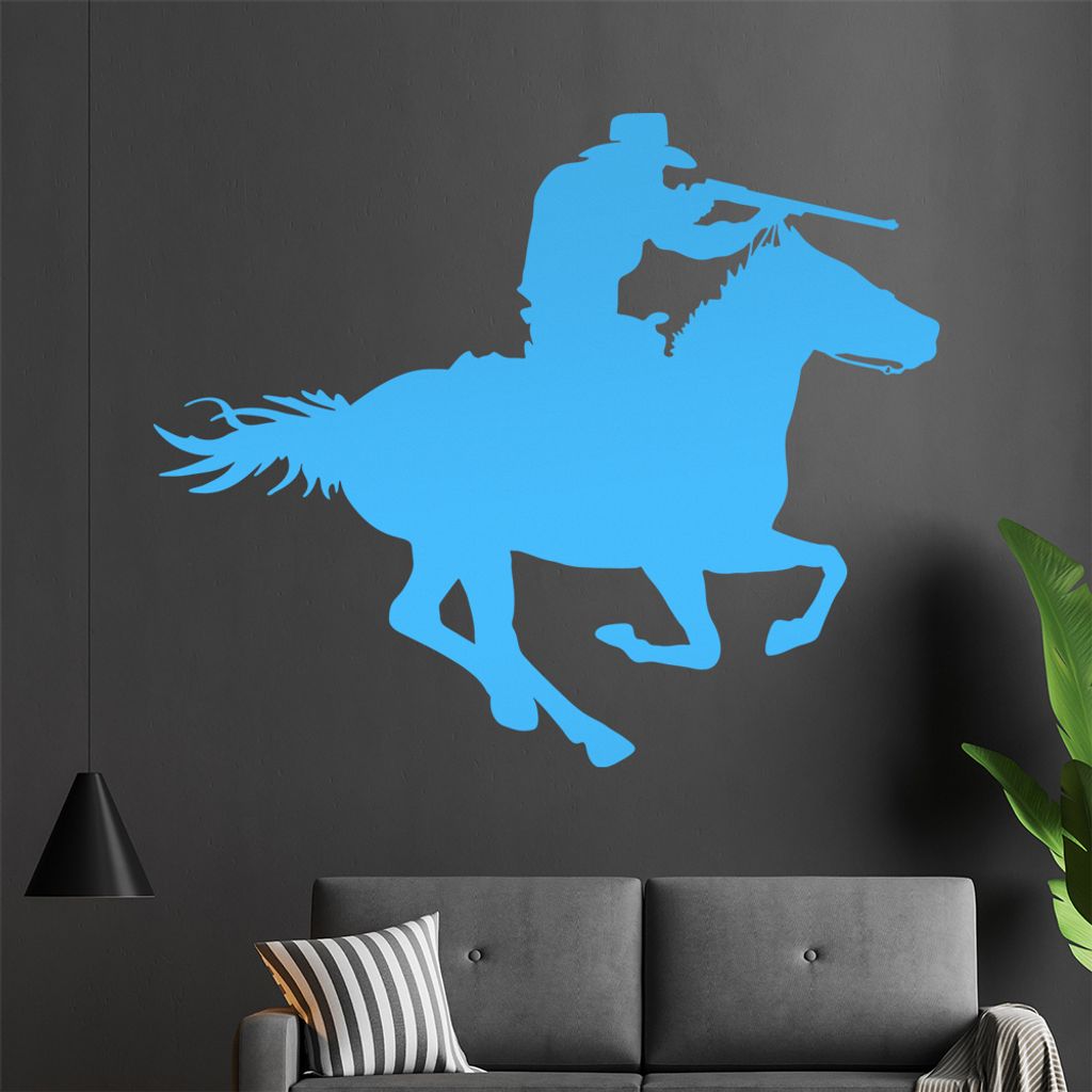 KIWISTAR Cowboy Pferd - Reiten Schießen Wandtattoo in 6 Größen - Wandaufkleber Wall Sticker - Dekoration, Küche, Wohnzimmer, Schlafzimmer, Bade...