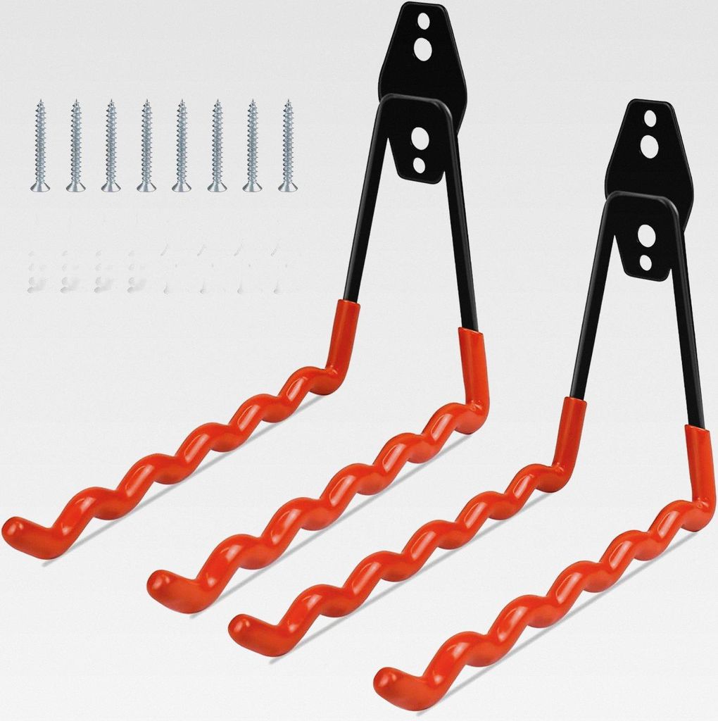 2 Stück Stahl Wandhalter, 18 cm Große Wandhalterung für Garage & Garten, Schwere Werkzeuge, Schlauch, Leiter Aufbewahrung (Orange)