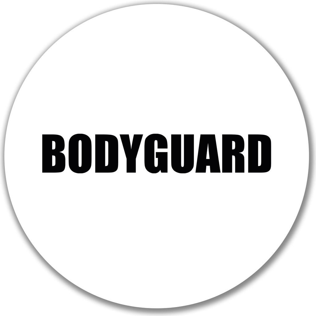 Huuraa Aufkleber Bodyguard Schriftzug 10cm rund Sticker Geschenkidee