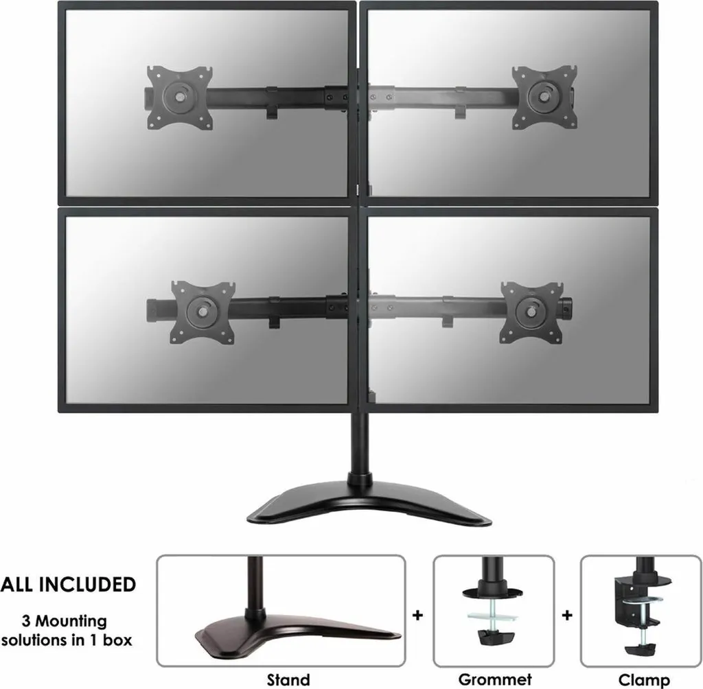Neomounts TIS Support Bureau pour 4 Écrans TFT 10-27 pouces Noir