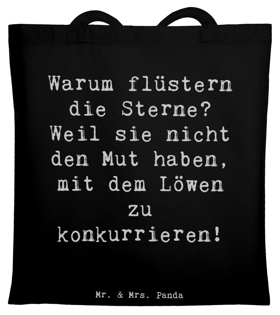 Mr. & Mrs. Panda Jutebeutel Spruch Sterne und Löwe - Schwarz - Geschenk, Mut, Einkaufstasche, Geschenke Astrologie, Löwenmut, Tierkreiszeichen, S...
