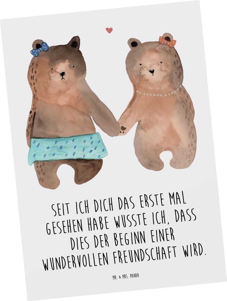 Mr. & Mrs. Panda Postkarte Neue Freunde finden - Weiß - Geschenk, magisches Gefühl, Zuversicht, Vertrauem, Ansichtskarte, bildkarte, Freundschaft...