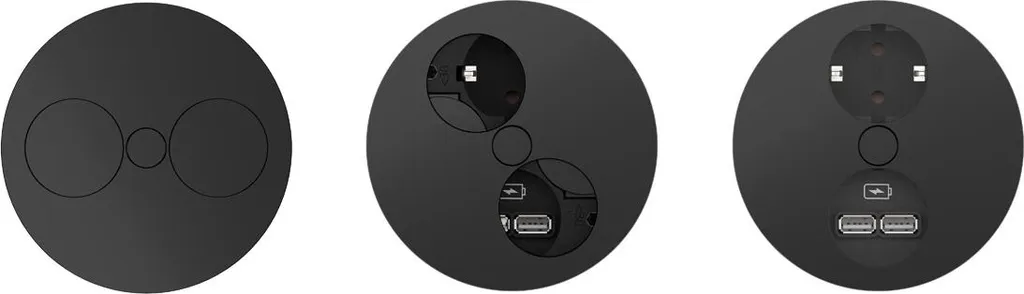 Solution Prise Escamotable TWIST Noir USB pour Plan de Travail avec 2m - 2