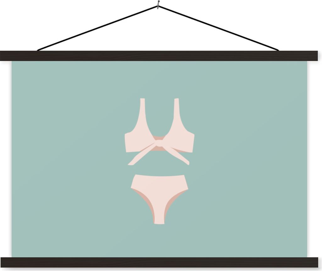MuchoWow Textilposter Sommer - Bikini - Hellblau 120x80 cm mit schwarzem Rahmen - Wanddeko