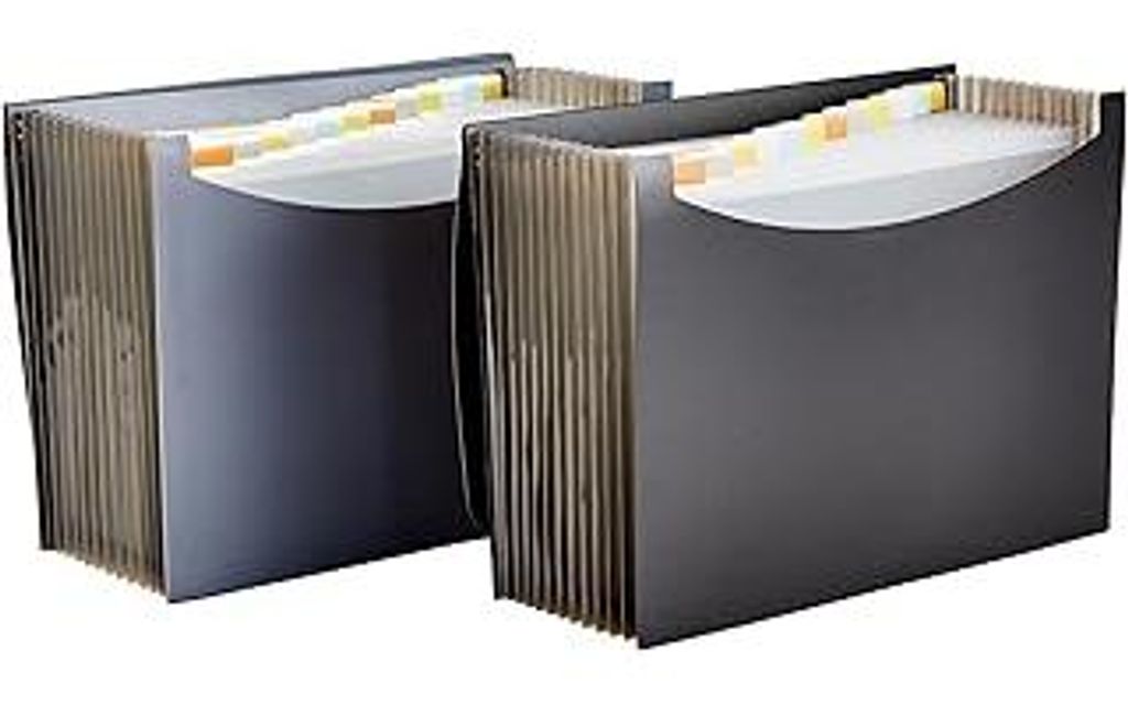 Dokumentenmappe A4, Fächermappe, grau, Schwarz, 2er-Pack