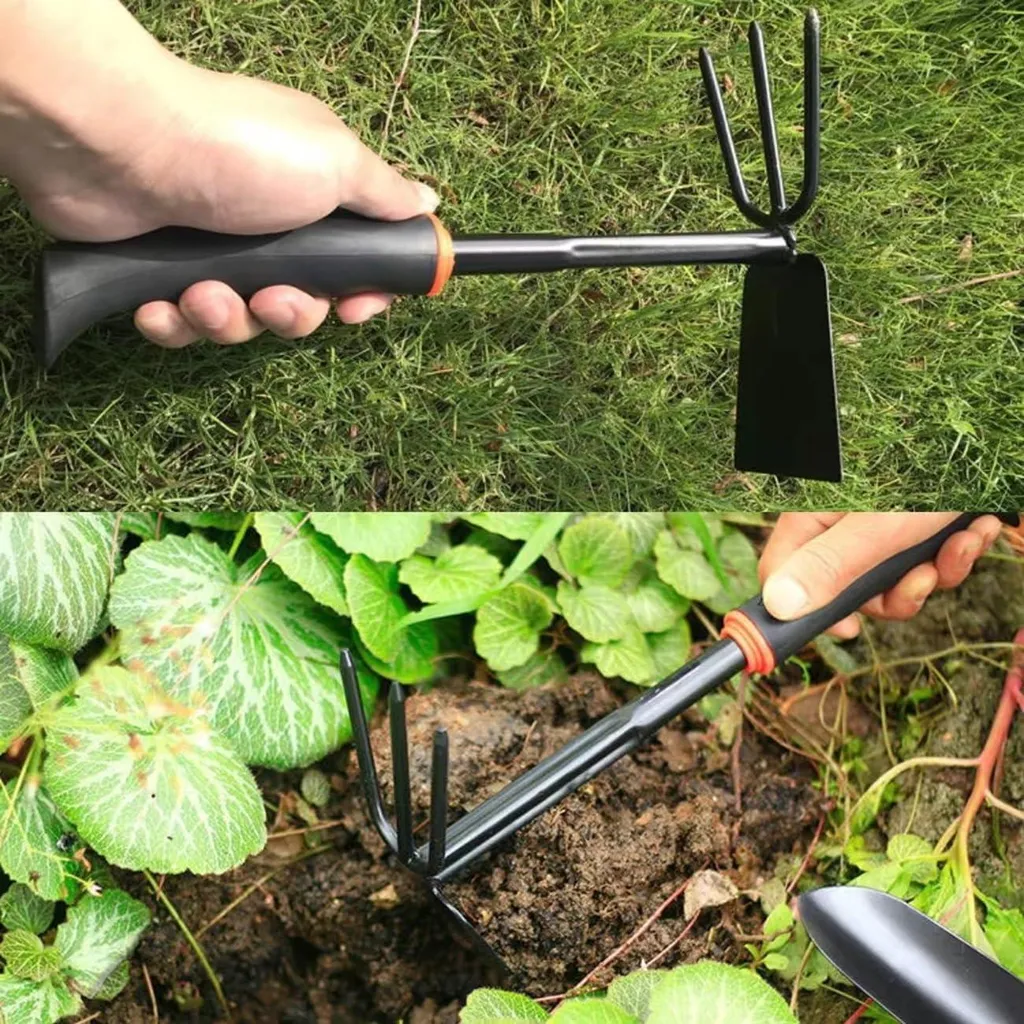 Bineuse de jardin et fourche à 3 dents pour ameublir et désherber le sol