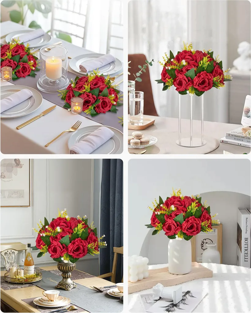 Décorations de Table à la Maison et Fêtes : 10 Boules de Fleurs en Soie