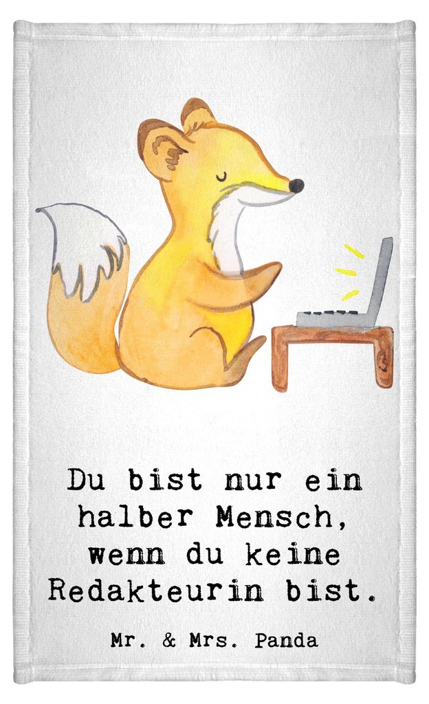 Mr. & Mrs. Panda Gästehandtuch Redakteurin Herz - Weiß - Geschenk, Korrespondent, Lustig, Kleines Handtuch, Journalistin, Beruf, Baumwollhandtuch...