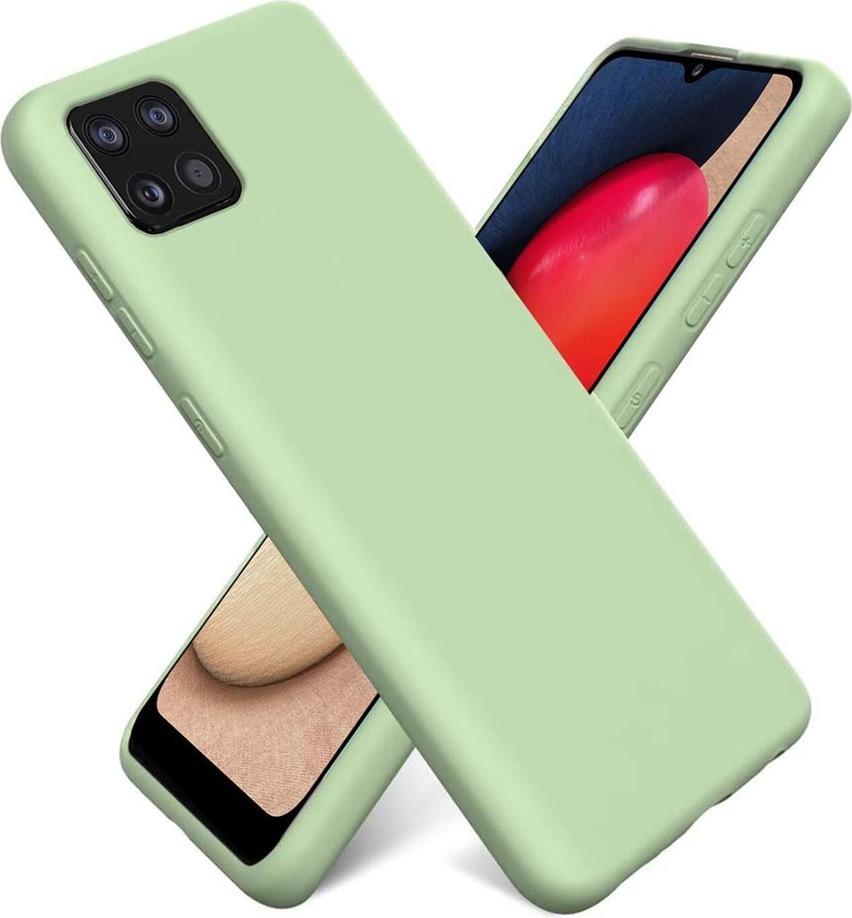Conie TPU Schutzhülle für Samsung Galaxy A22 5G Tasche Case Cover Bumper Silikon Mikrofaser Inlay Hülle in Grün matt