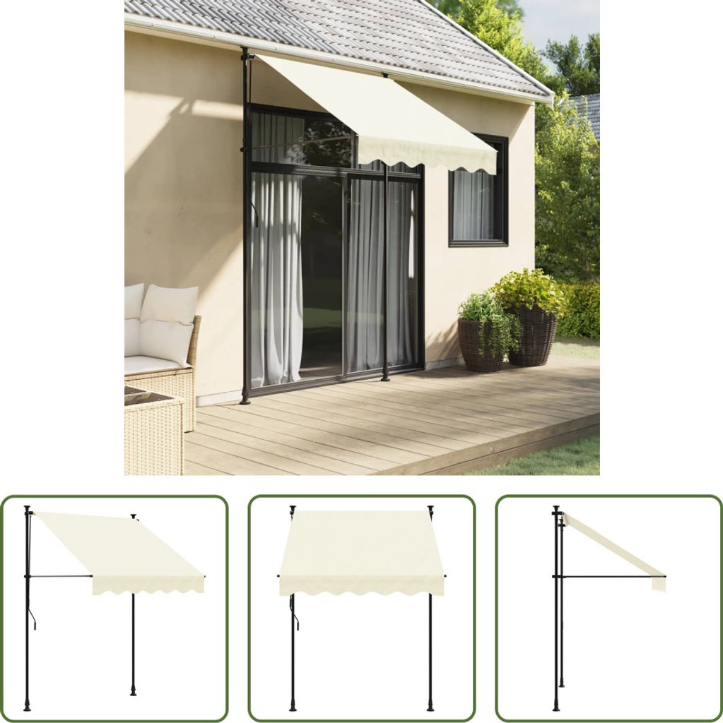 The Living Store Markise Einziehbar Creme 150x150 cm Stoff und Stahl