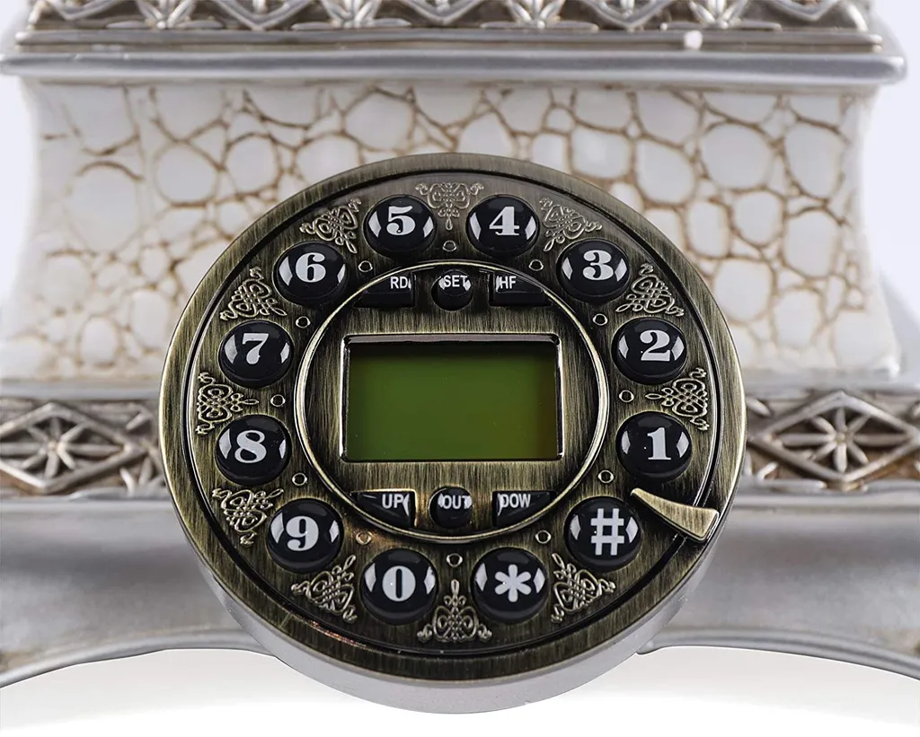 Téléphone nostalgique rétro avec cadran décoratif et sonnerie métal - 11