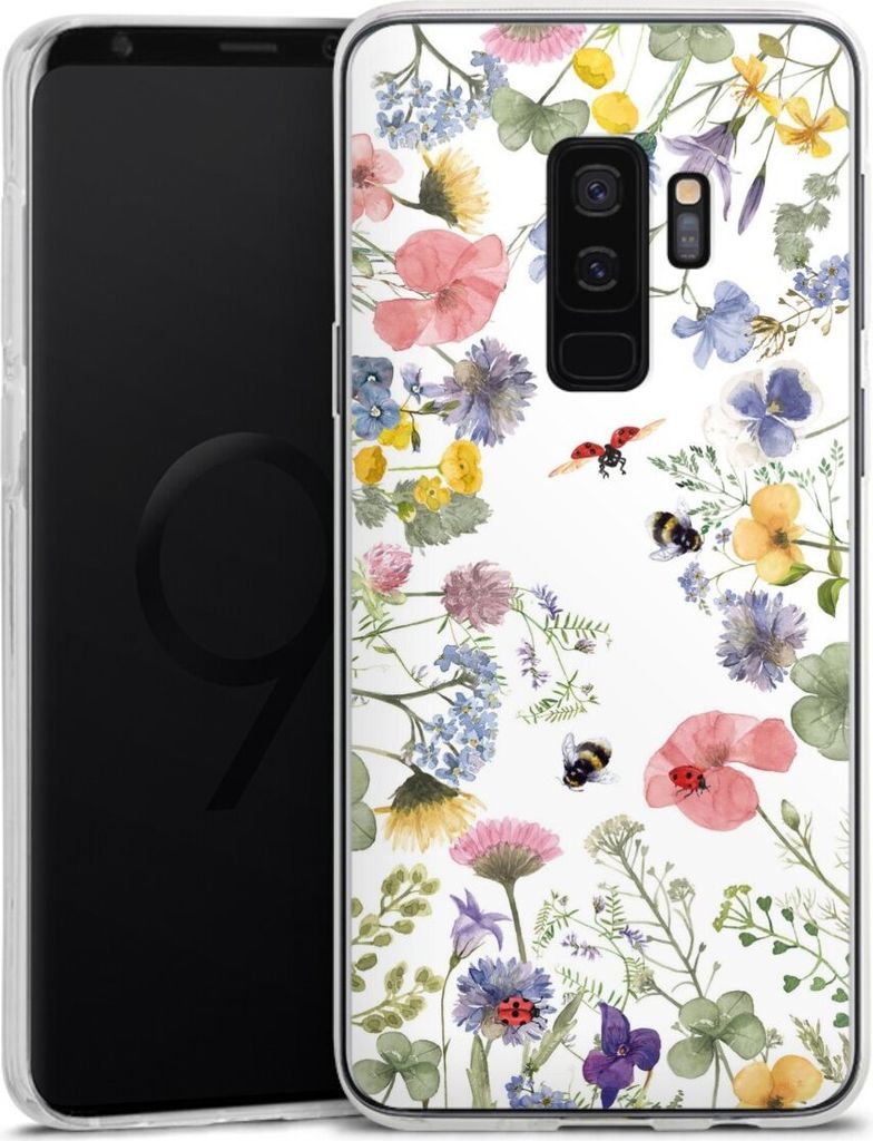 DeinDesign Handyhülle für Samsung Galaxy S9 Plus Silikon Hülle Case Smartphone Schutzhülle Biene Blumen Muster