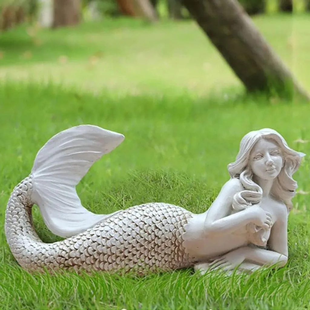 Décoration sirène pour étang et jardin - Figurine étanche mythologie