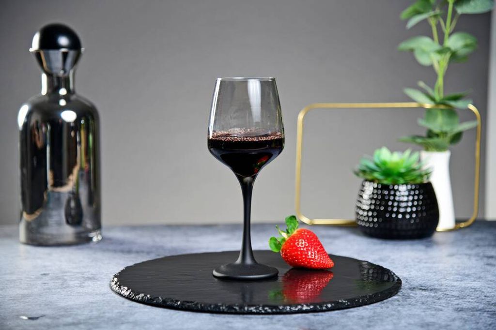 6 Weingläser 360ml mit schwarzem Stiel Rotweingläser