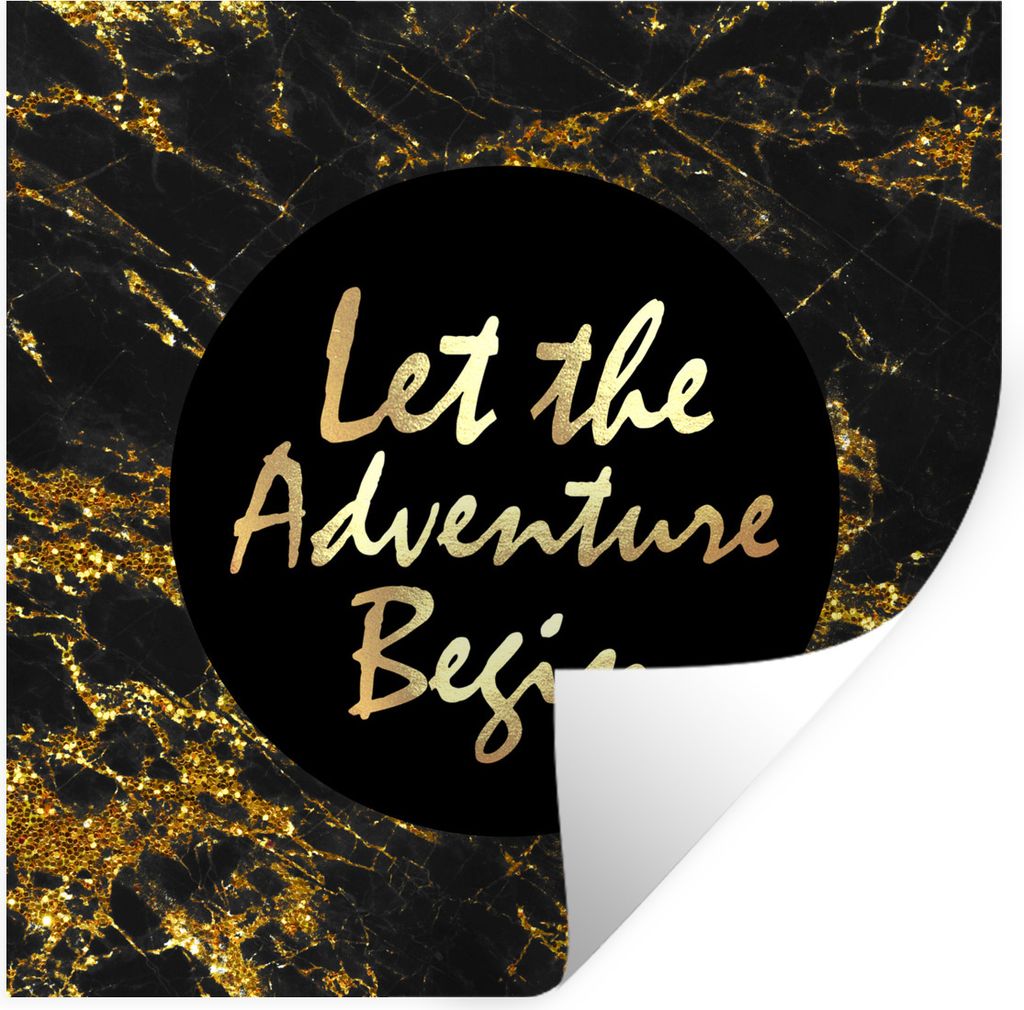 MuchoWow Wandtattoo Wandsticker Wandaufkleber Zitat - Außen - Gold - Marmor 50x50 cm Selbstklebend und Repositionierbar - Selbstklebend - Fotota...