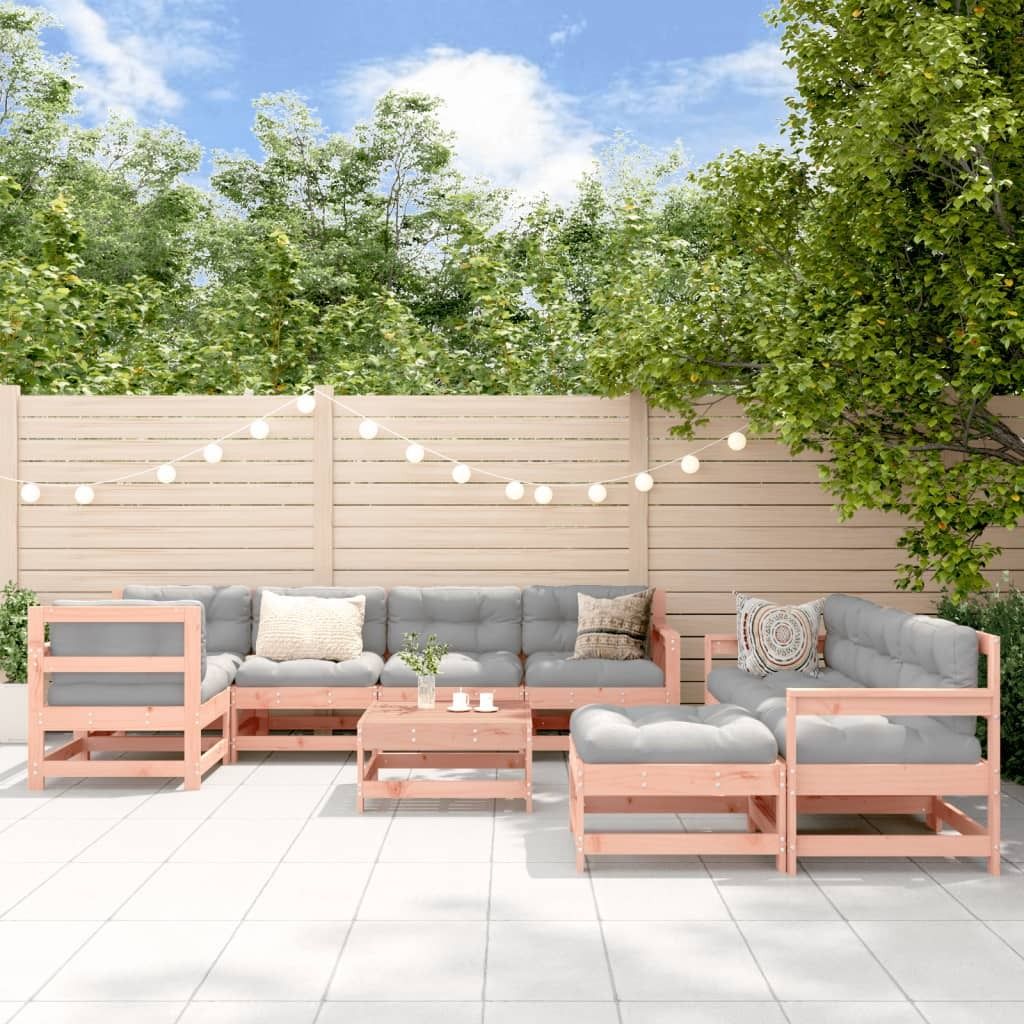 The Living Store 10-tlg. Garten-Lounge-Set mit Kissen Massivholz Douglasie
