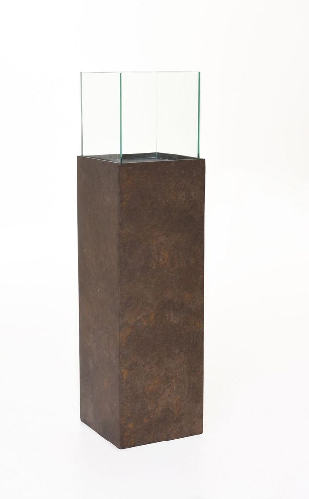 VIVANNO Windlicht Alu-Verbund CANDELA Rechteckig, Quarzgrau seidenmatt mit Muster - 25x25x100 cm