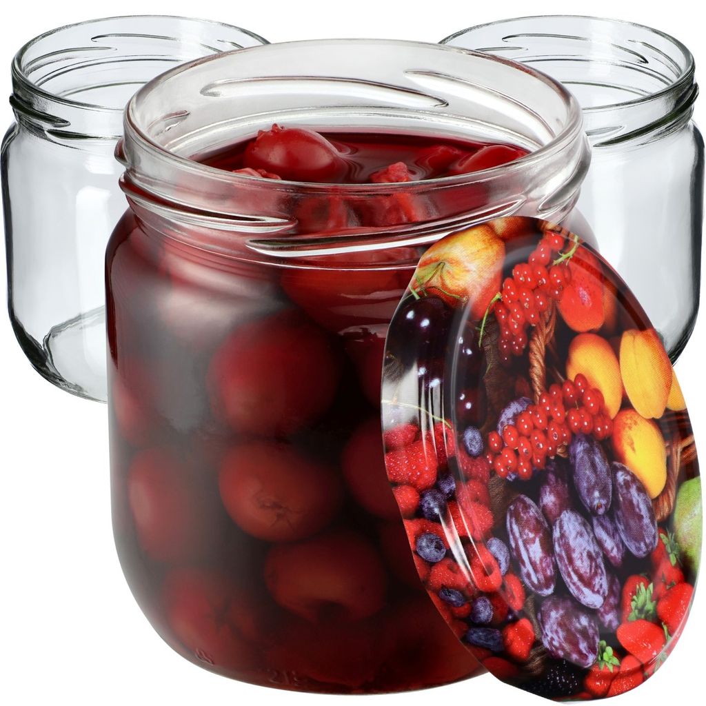 KADAX Einmachgläser mit Deckel "Salla", Marmeladengläser, Einweckgläser, 425 ml, Obst, 12 Stück