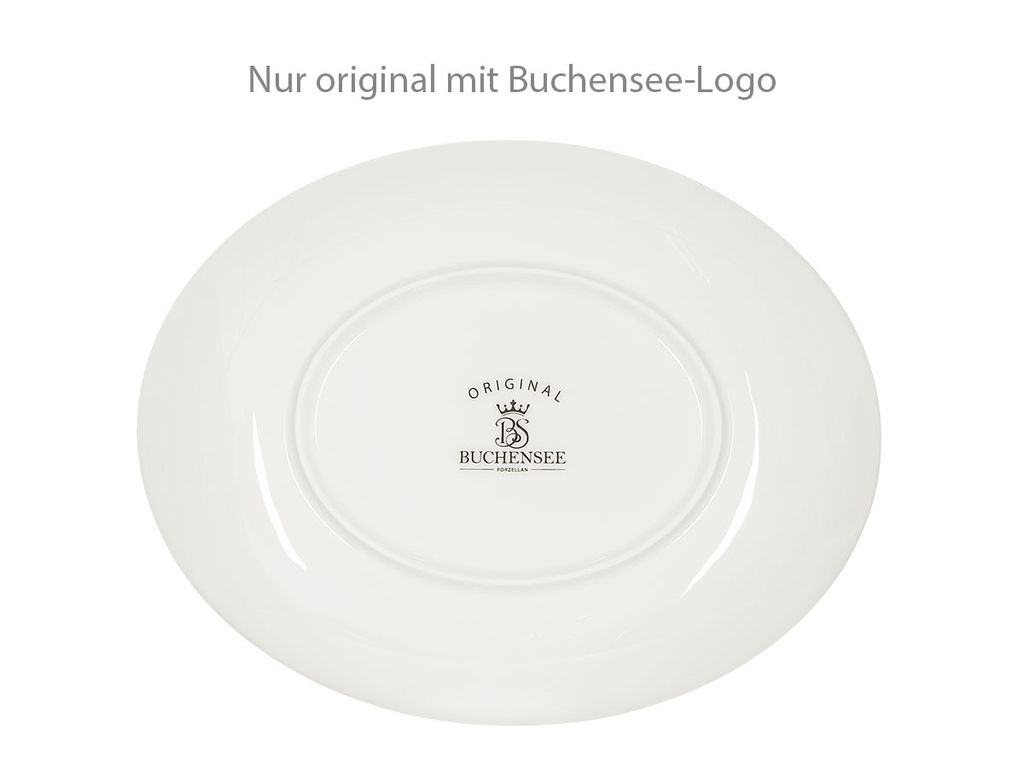 Buchensee Dessertteller Set 2er - Weiße Porzellanteller Oval 21cm