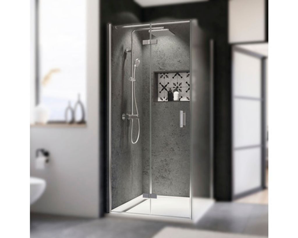 Drehfalttür für Seitenwand Breuer Panorama 80 cm Anschlag links Nachbildung Intima Profilfarbe chrom