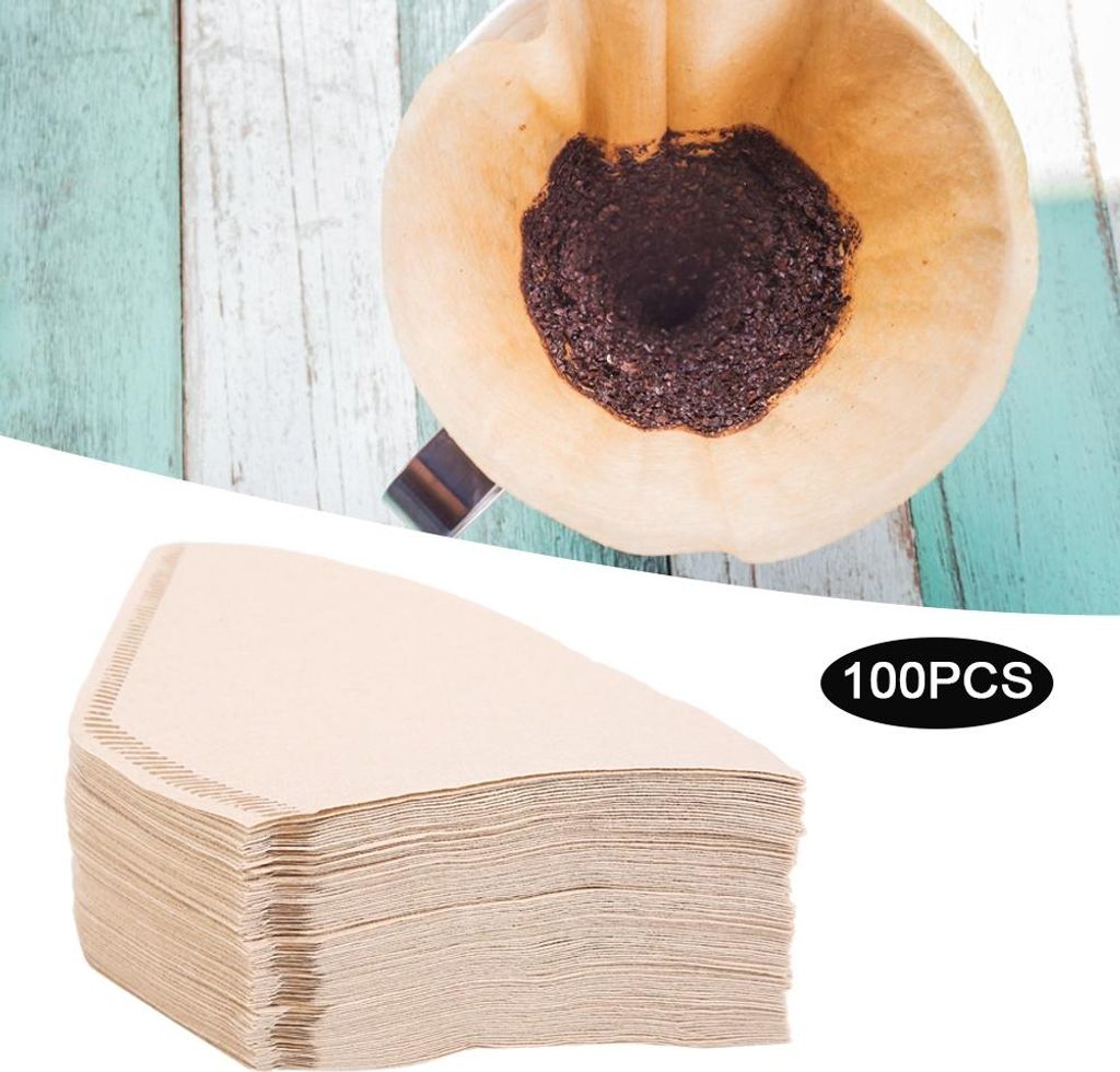 100Pcs FanShaped Einweg-Kaffeefilter Papier Kit Ersatz Kaffeezubereitung Zubehör
