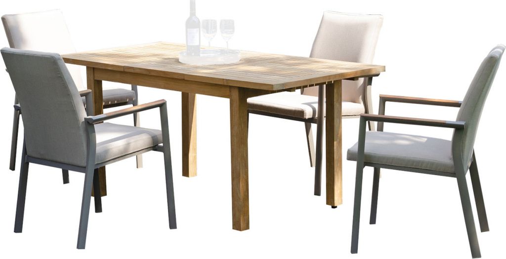 Sonnenpartner United 5-tlg Sitzgruppe Alu champagner/Teakholz 120/165x75 cm