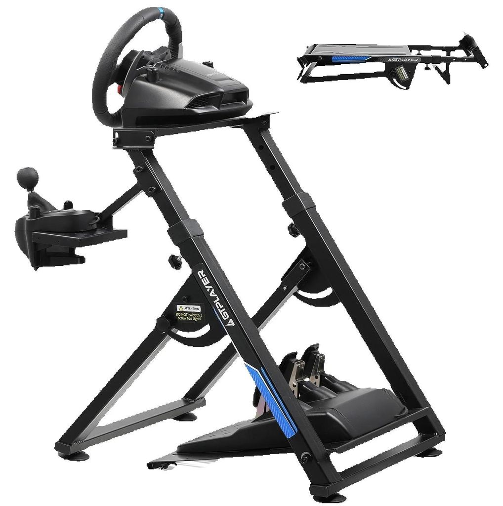 Lenkradständer für Gaming - GTS04 - Neigungswinkel verstellbar - Für PC - Montageset inklusive - 64×43×64 cm - Blau