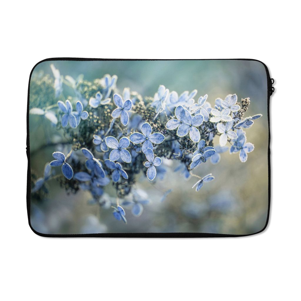 MuchoWow Laptop Hülle 14 ZollNahaufnahme einer gefrorenen Hortensie Laptoptasche - Laptoptasche - Stoßsicher - Schutzhaube