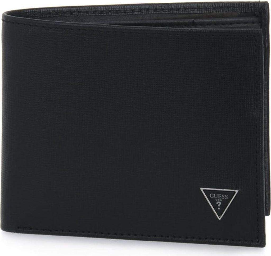 A black Guess wallet is shown against a white background.