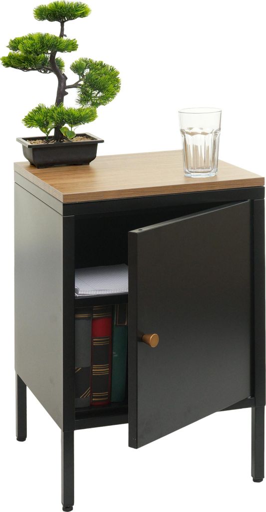 Nachttisch HWC-L84, Nachtschrank Kommode Beistelltisch Schrank, Metall 63x40x40cm, Melaminbeschichtet schwarz