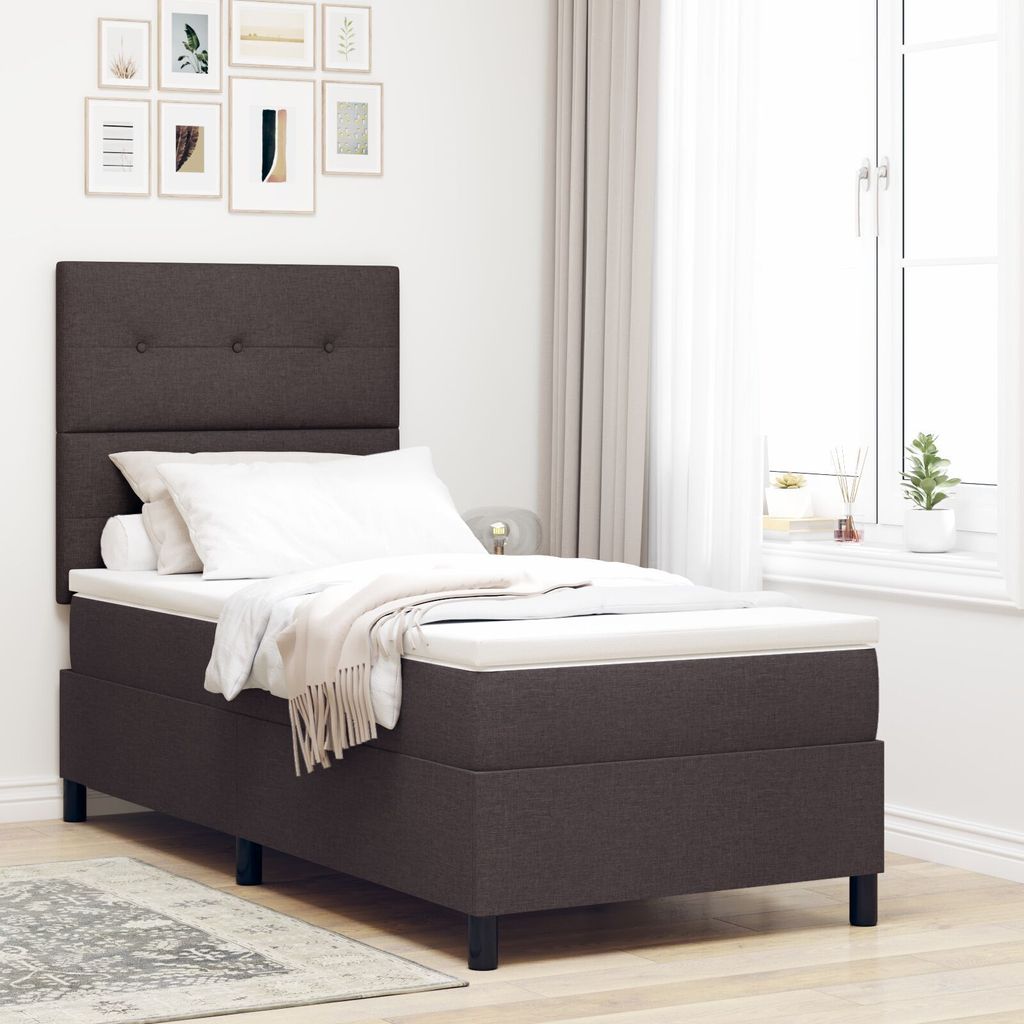 Boxspringbett mit Matratze Dunkelbraun Stoff, Klassische Betten DesignMöbel Neu