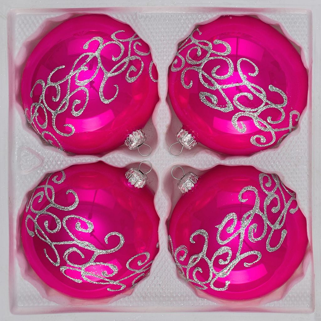 4 tlg. Glas-Weihnachtskugeln Set 12cm Ø in Produktbild 