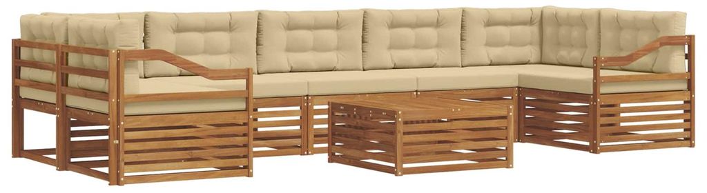 vidaXL Outdoor-Sofagarnitur mit Kissen 8 pcs Natur und Beige