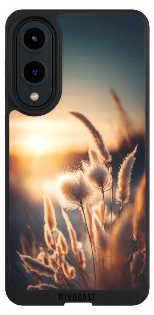 NIVOCASE Handyhülle für Samsung Galaxy S25 Edge Hülle NIVOpure Case Schwarz Natur Sonne Pampasgras
