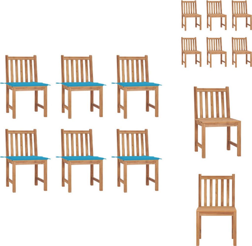 vidaXL Gartenstühle 6 Stk. mit Kissen Massivholz Teak - Gartenstühle