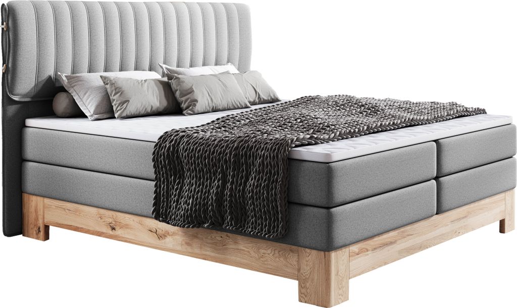 DomoHome Luxus Boxspringbett MELIA Mit Bonell-Federkern, Gepolstertem Kopfteil, Komfortables Doppelbett Inkl. Kaltschaum-Topper | 140x200 cm | Hell...