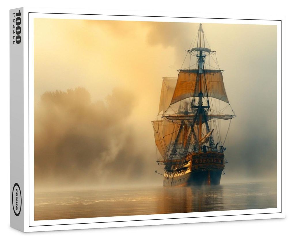 raxxa Premium-Puzzle "Historisches Segelschiff an der Küste im Nebel", 1000 Teile