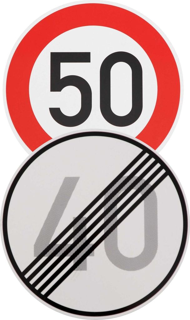 Original 2 x Verkehrsschild Nr. 274-50 50 km/h und 278-40 Ende 40 km/h Verkehrszeichen Geburtstagsschild zum 40 Geburtstag Geschenk Temposchild Schild