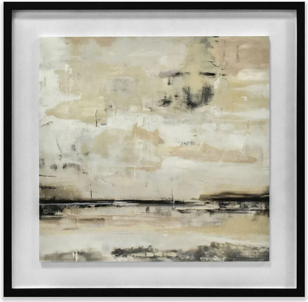 Cadre déco beige 60x60 Soozy Barker PM11491 bois prêt à suspendre