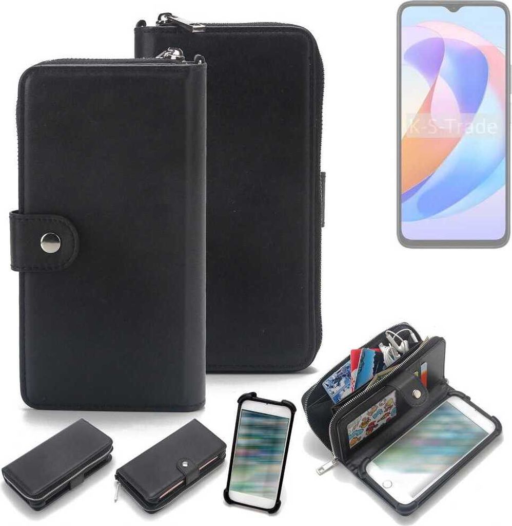 K-S-Trade 2in1 Handyhülle Schutzhülle kompatibel mit Honor Play 40S 5G & Portemonnee Cover Handy Hülle Case Etui Geldbörse Wallet Bookstyle