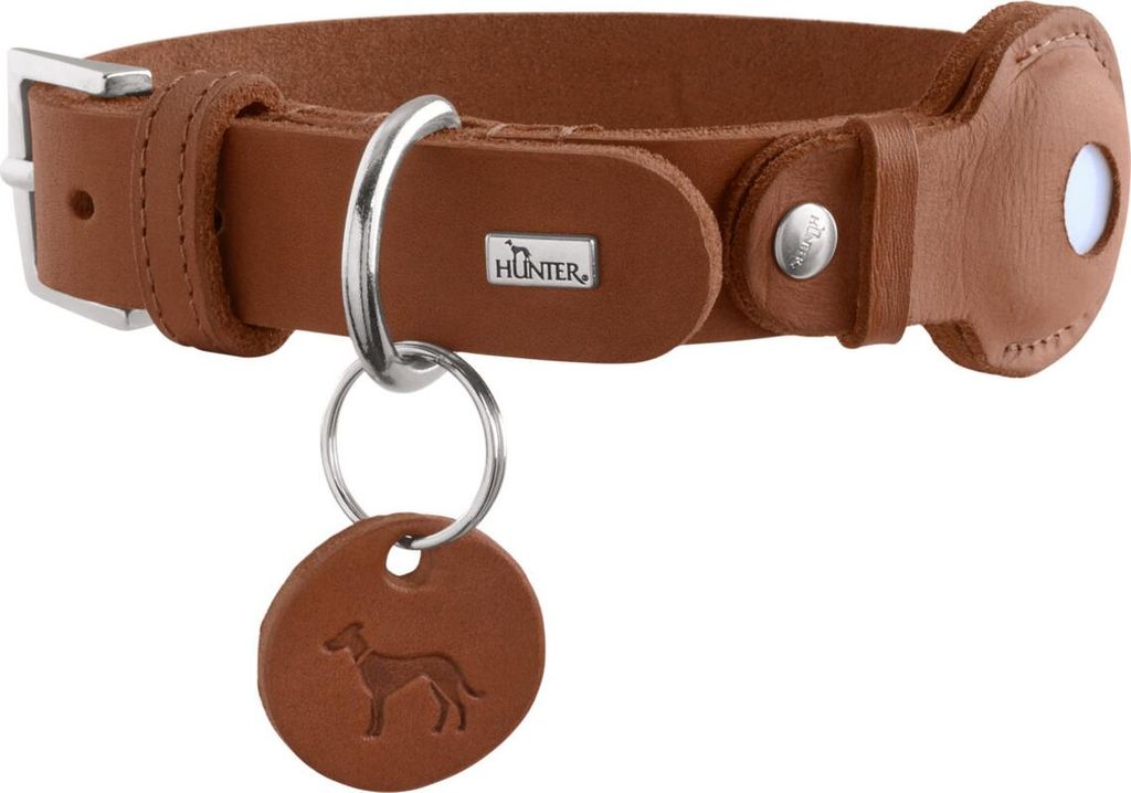 Hunter Halsband Viborg mit Halter für Apple AirTag cognac