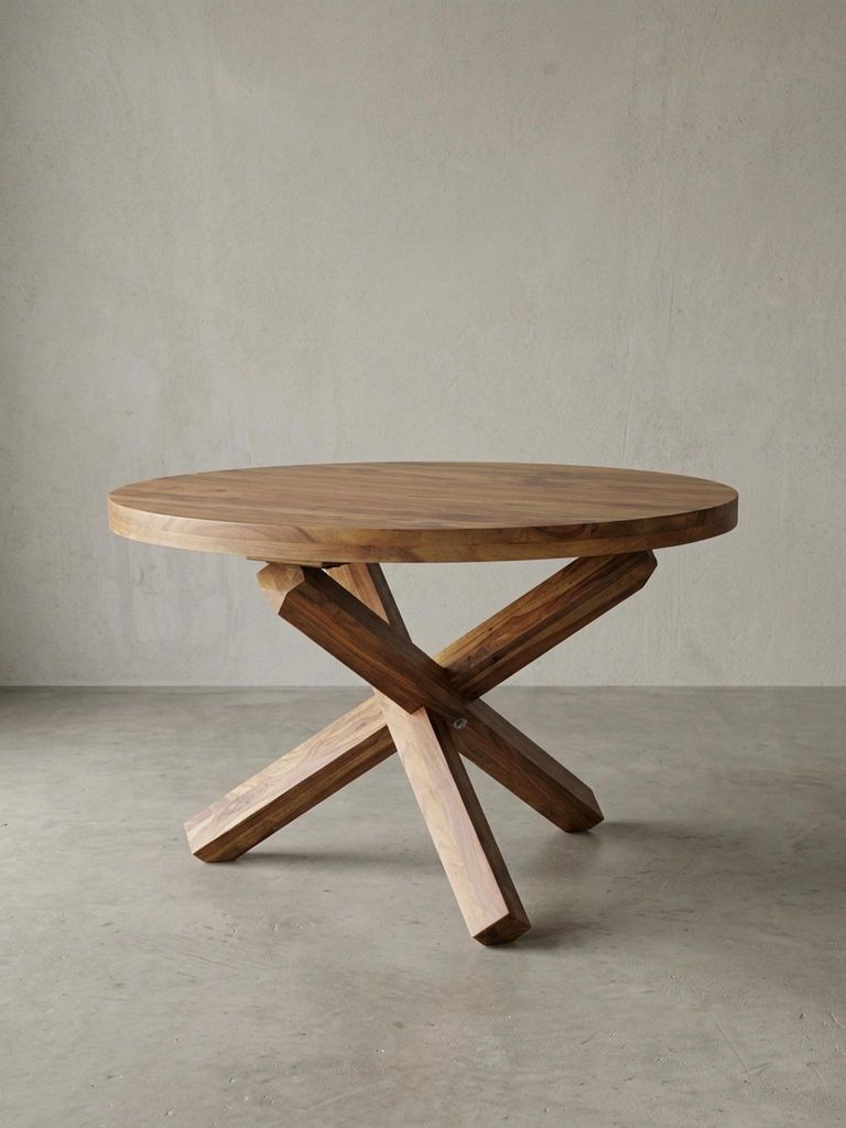 Design Esszimmertisch BOHA rund Ø 120 cm x 75 cm Sheesham Massiv-Holz, Landhaus Esstisch 4 Personen, Küchentisch Tisch für Esszimmer braun