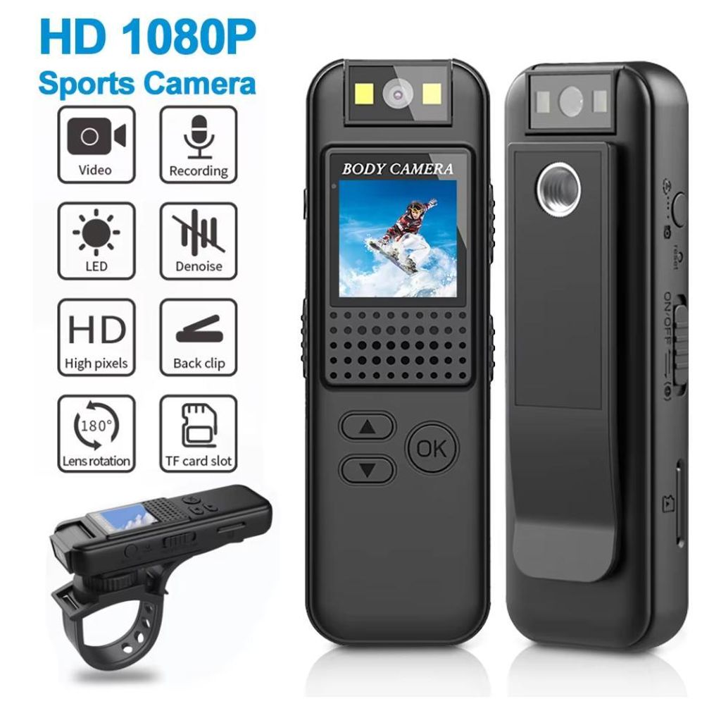 HD 1080P Mini-Videorekorder Outdoor-Sportkamera Tragbare Fahrradkamera Wearable Video-Recorder für Polizeieinsätze